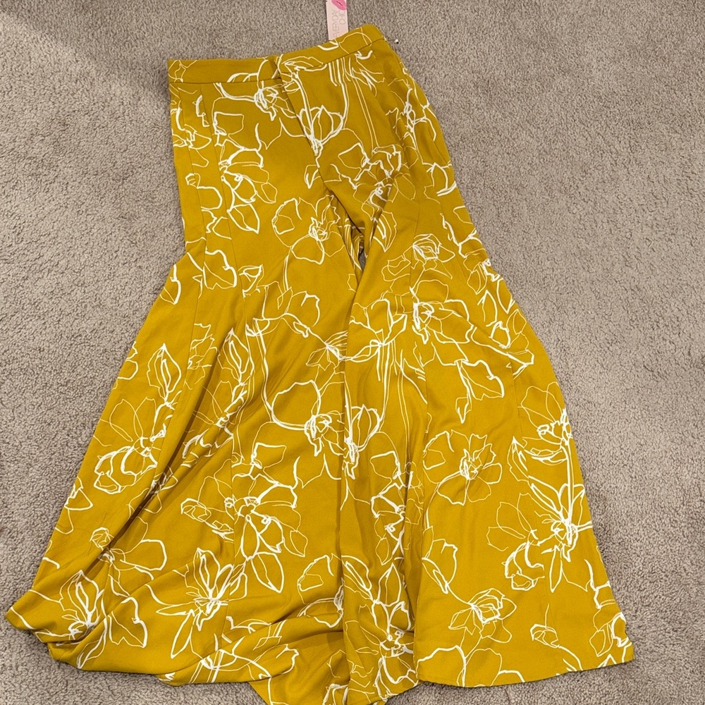 Eva Mendes NY&C Floral Mustard Flowy Pants